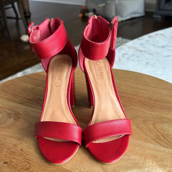 Catherine Malandrino Red Ankle Strap Heels - Picture 2 of 7